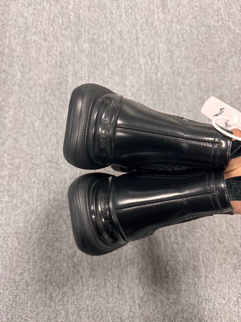Dior Classic Logo Print Leather Chelsea Boots