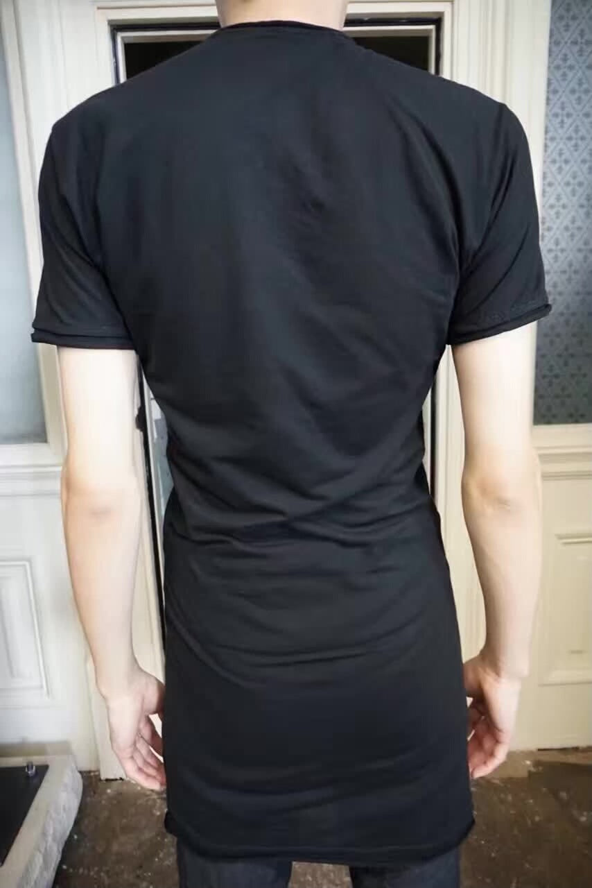 Layer-0 paul harden Black Arc-Shaped Hole Short Sleeve Top