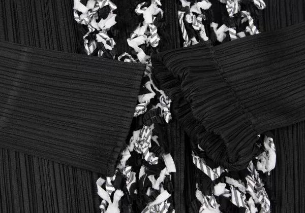 Issey Miyake Vintage Black Raw-Edge Pleated Top