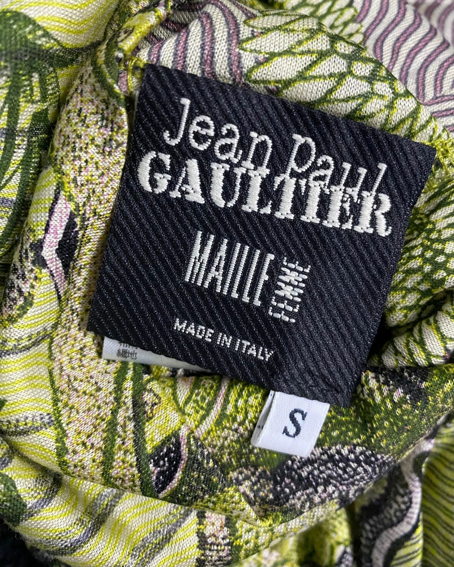 Jean Paul Gaultier Green Dragon Tattoo Bill Knit Rib Mesh Shirt