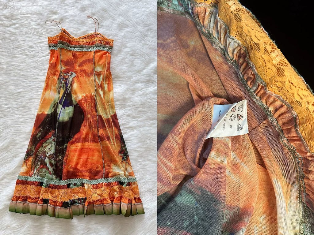 Jean Paul Gaultier sunset portrait print slip dress