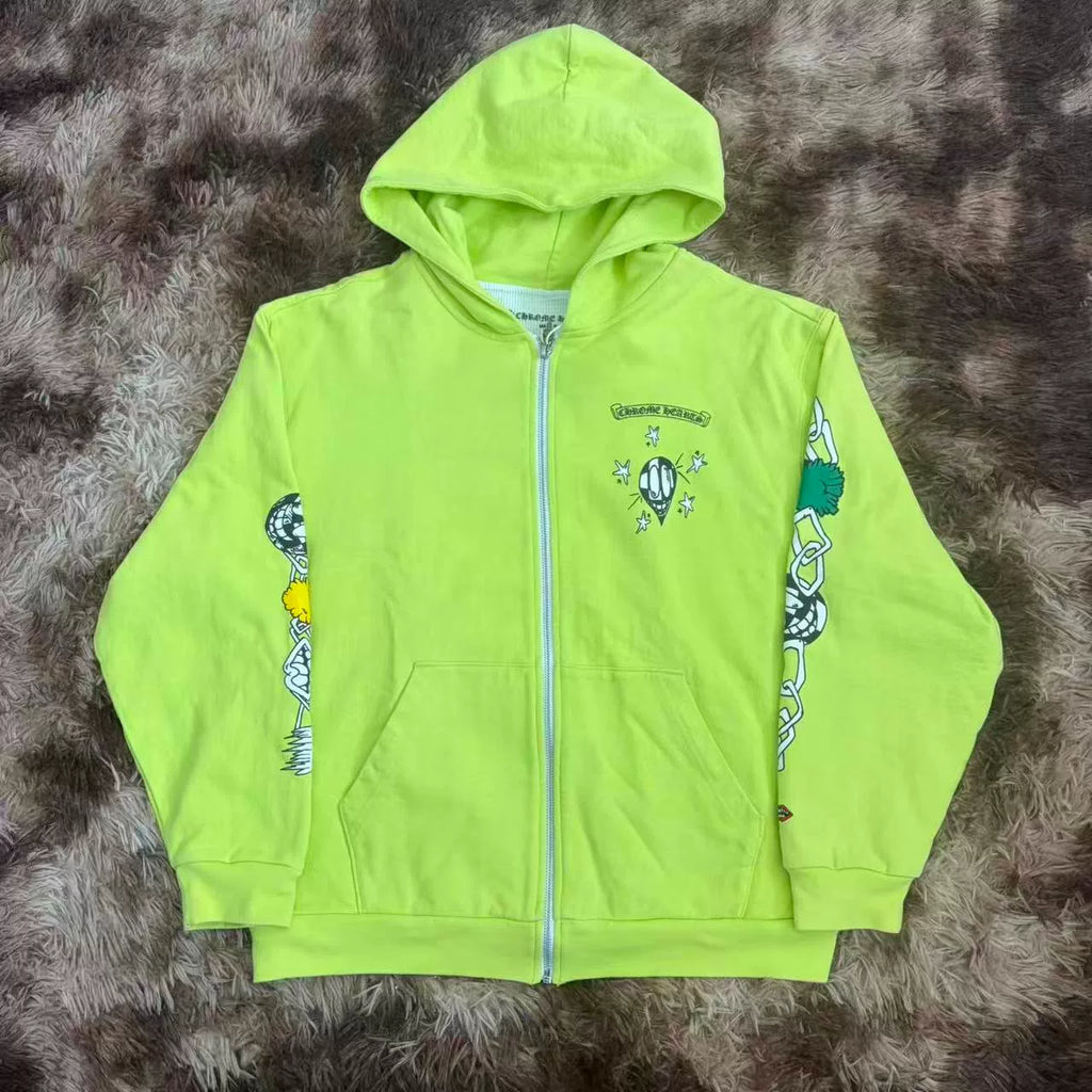 Chrome Hearts Mattyboy Green Graffiti Waffle Zip-Up Jacket
