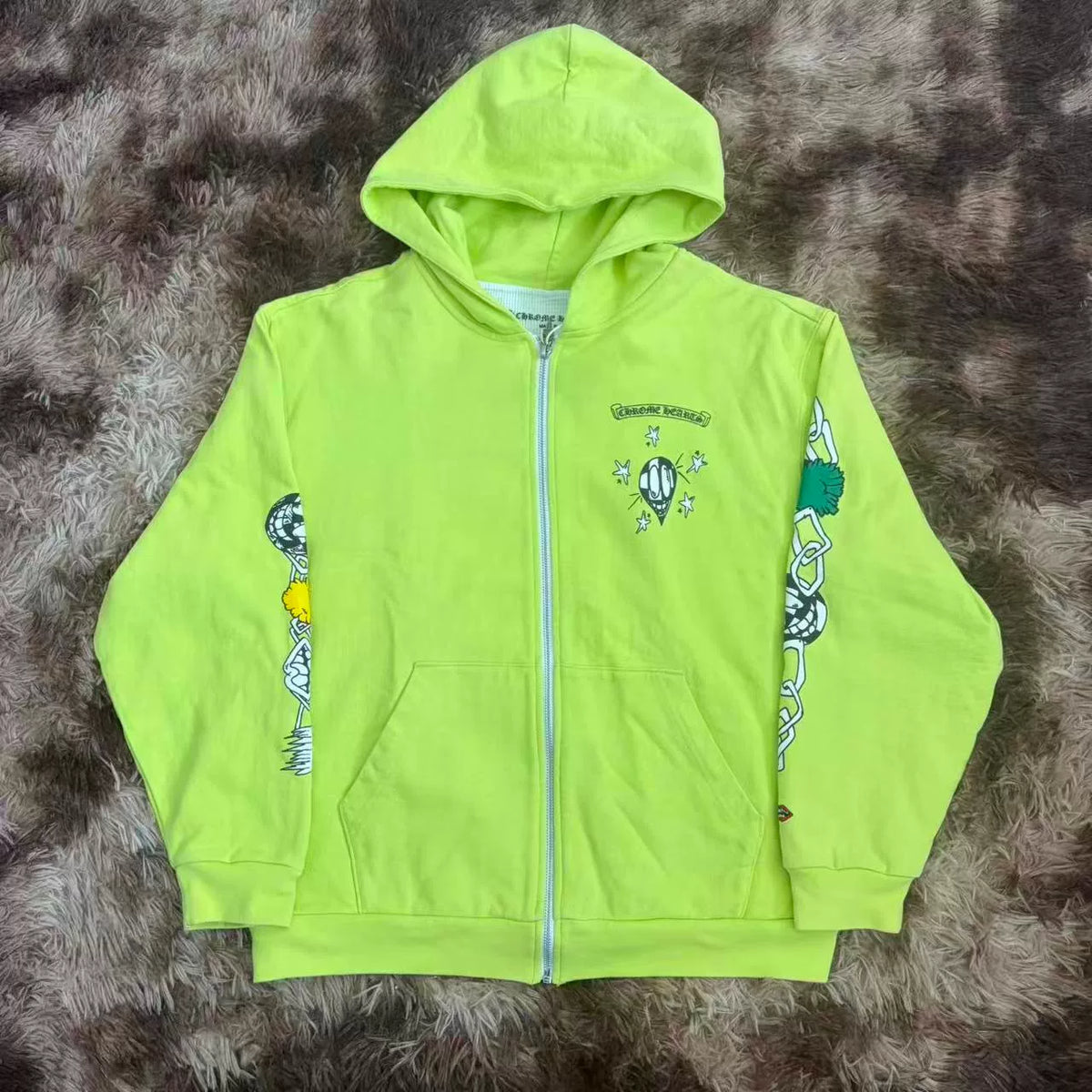 Chrome Hearts Mattyboy Green Graffiti Waffle Zip-Up Jacket