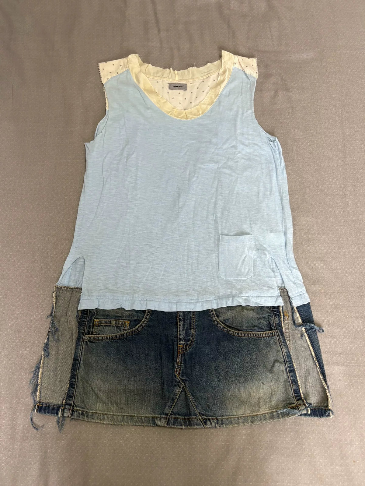 Underwear patchwork vest Takahiro Miyashita Japanese brand vintage denim one-piece vest