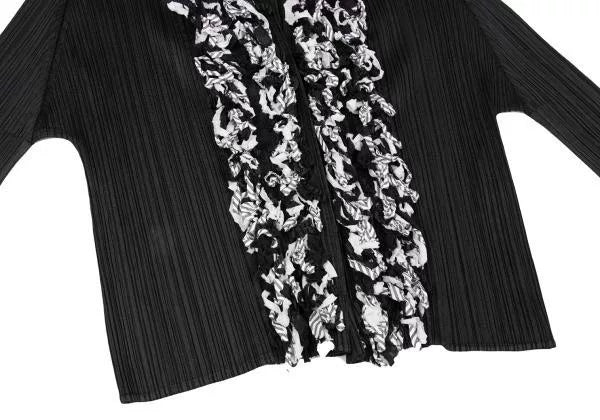 Issey Miyake Vintage Black Raw-Edge Pleated Top