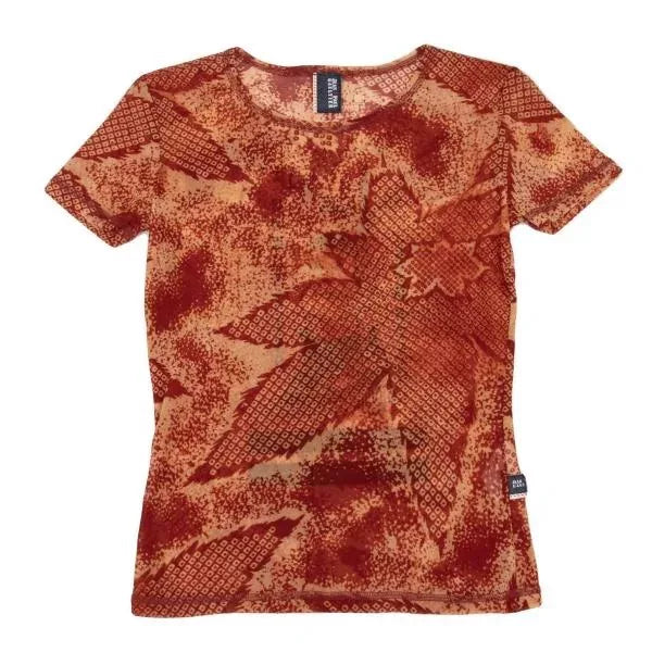 Jean Paul Gaultier Vintage Orange Maple Leaf Mesh Top