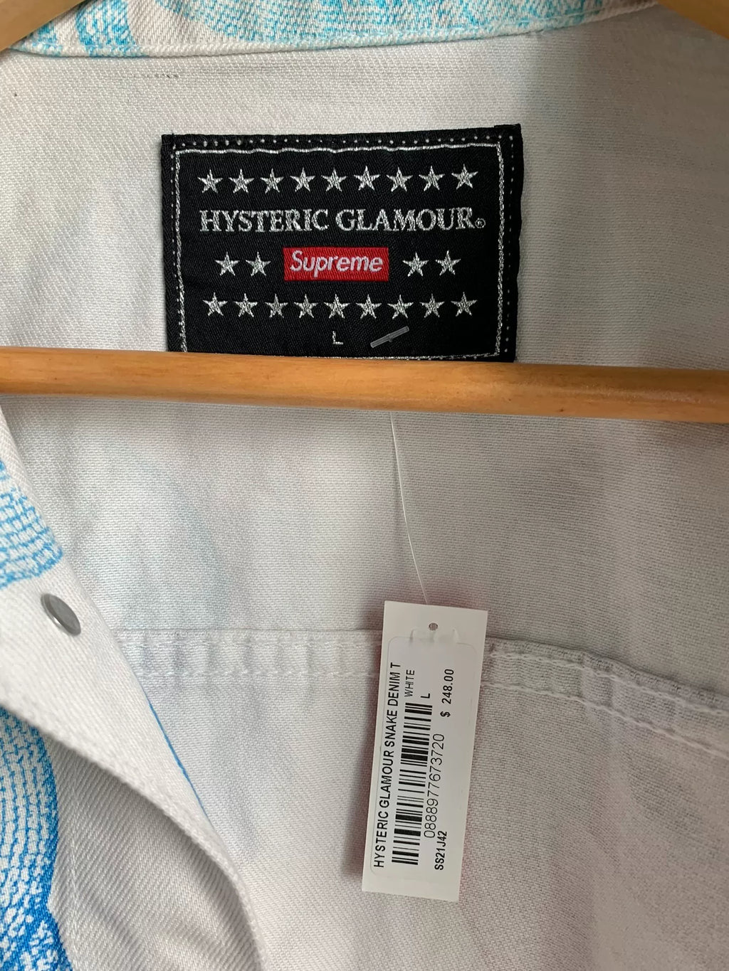 Supreme × HYSTERIC GLAMOUR White Snake Print Denim Jacket