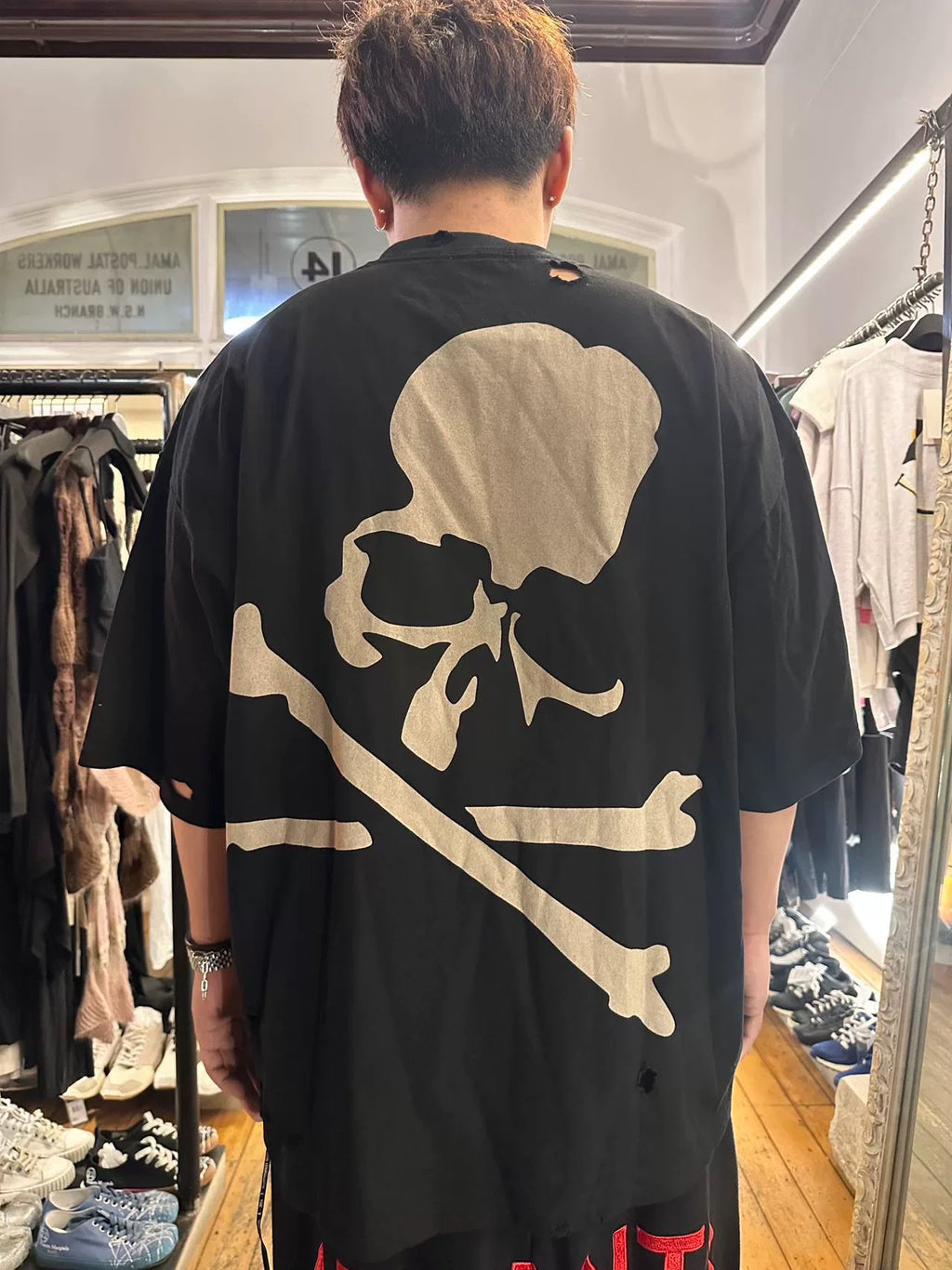 Mastermind World 2024 ORIGINAL Suvin Giza SCENE.XII Black Skull Print Cotton T-Shirt