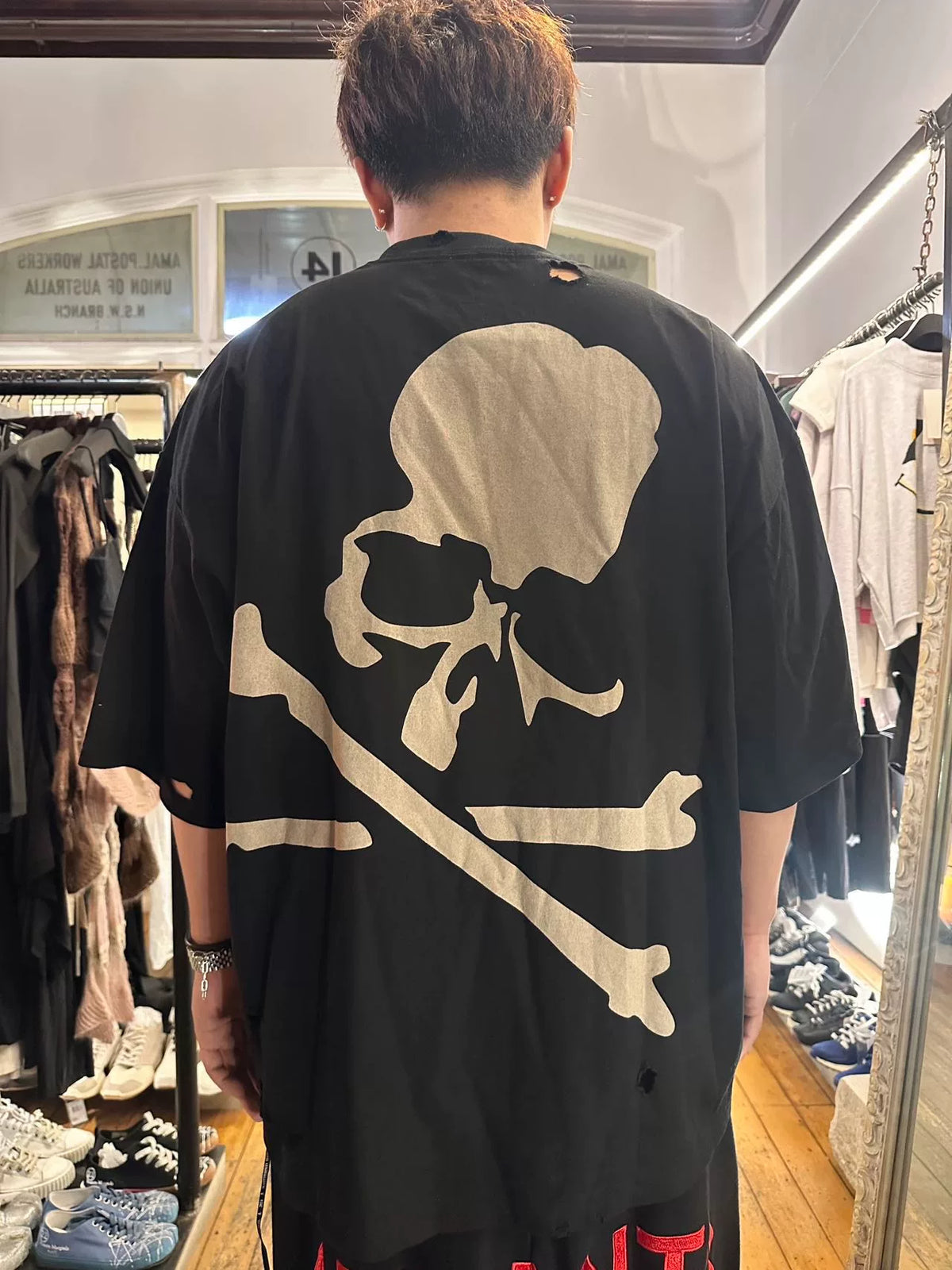 Mastermind World 2024 ORIGINAL Suvin Giza SCENE.XII Black Skull Print Cotton T-Shirt