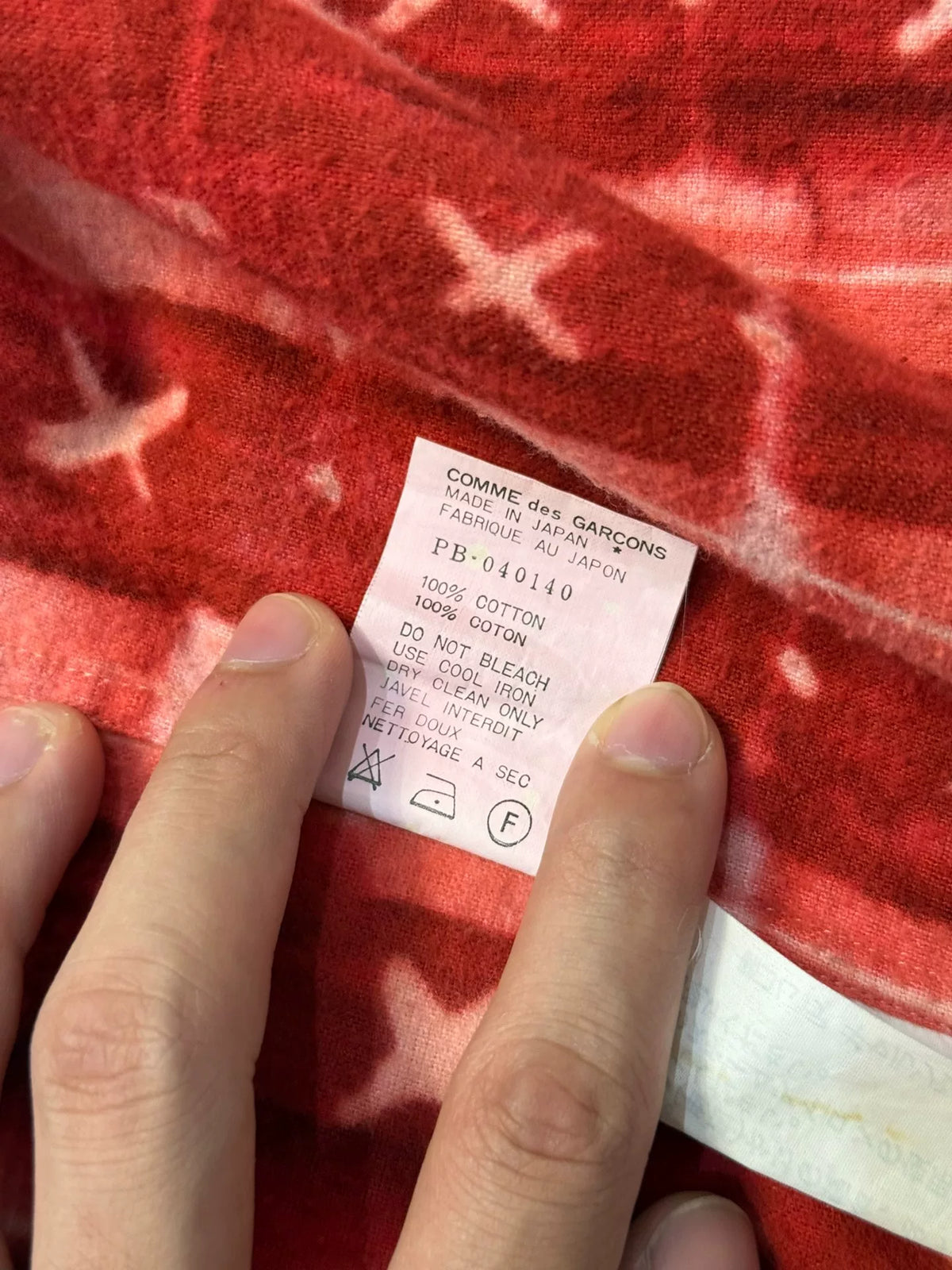 Comme Des Garçons AW95 Runway Cross Print Fleece Jacket