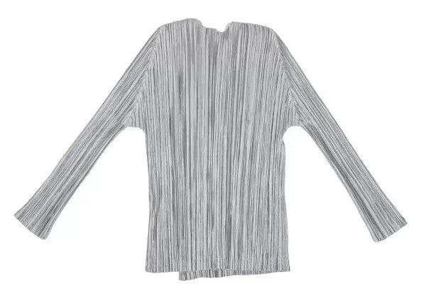 Issey Miyake Vintage Grey Metallic Pleated Cardigan