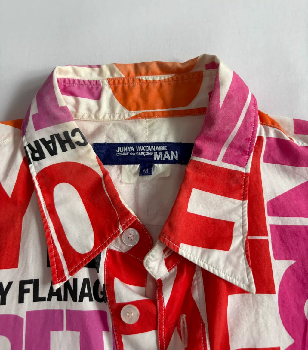 Junya Watanabe Panel Slogan Print Portrait Vintage Shirt