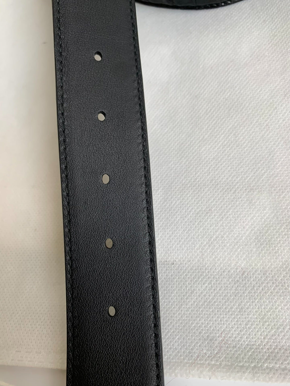 Dior Black Crocodile-Embossed Silver CD Belt