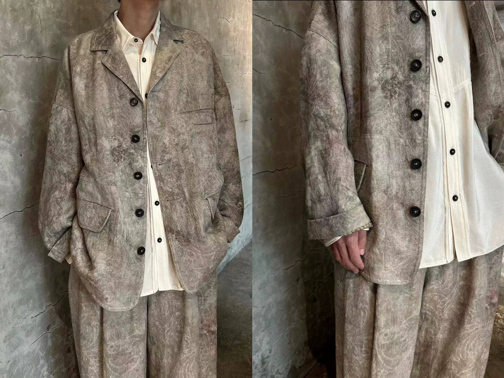 Ziggy Chen 24pf Dirty-Dyed Jacquard Suit Jacket