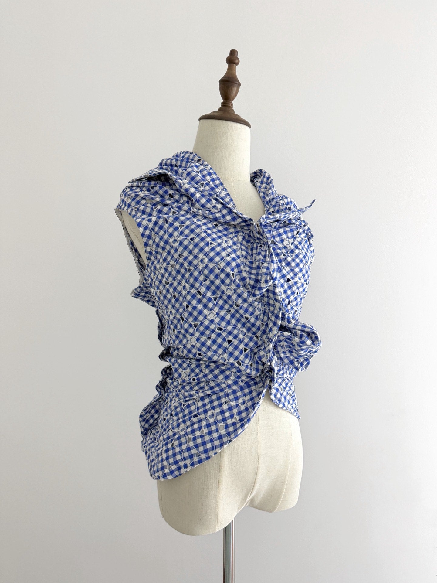 Junya Watanabe Plaid Embroidered Distorted Top - Devines