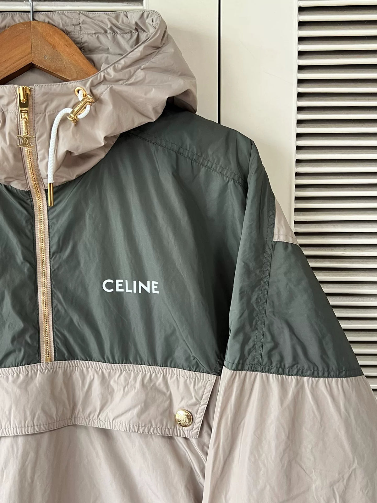 Celine color-block hooded short jacket