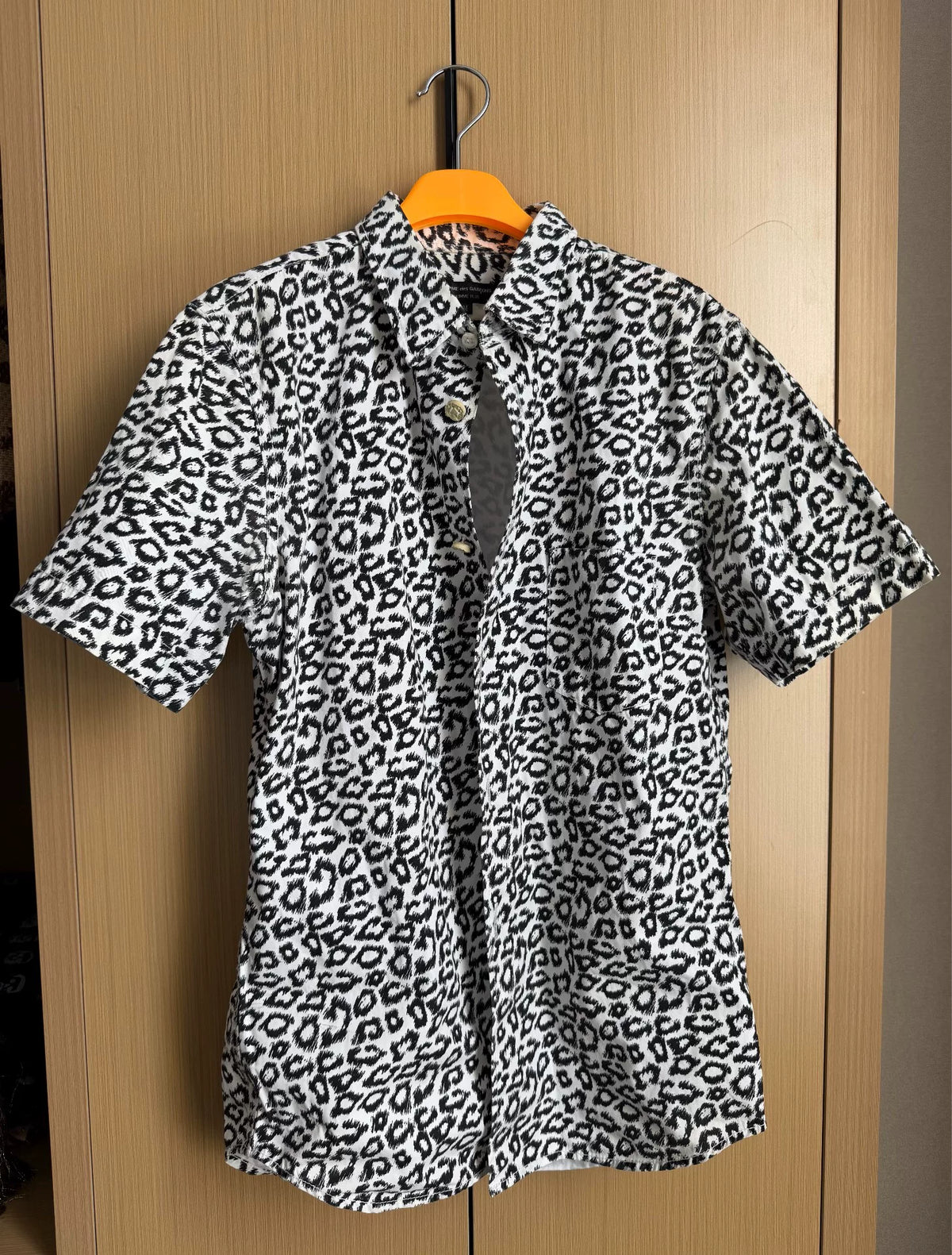 Comme Des Garcons Homme Plus SS13 Black White Leopard Stand-Collar Short-Sleeve Shirt