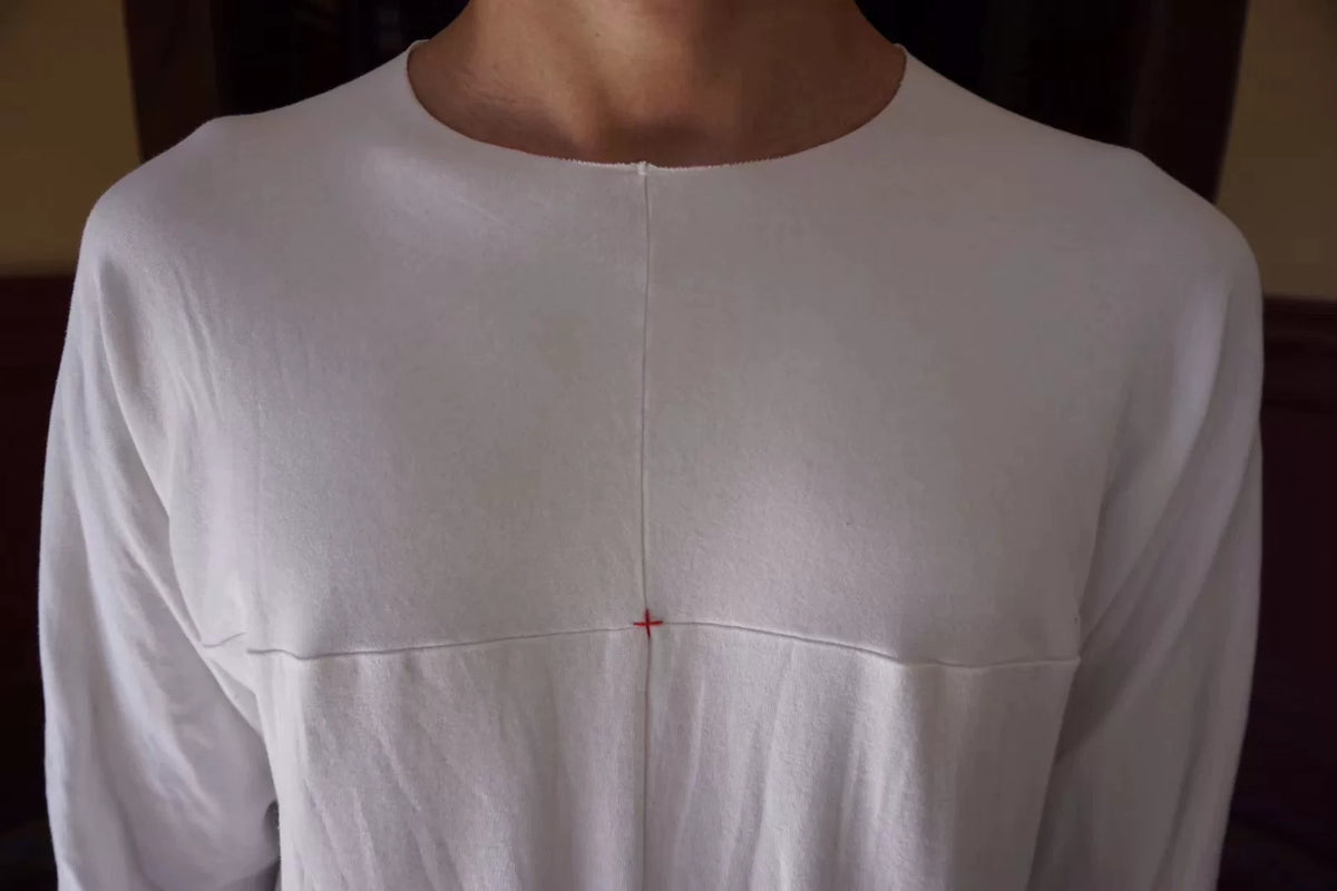 M.A+ AW18 White One Piece Cross Cut Cotton Tee