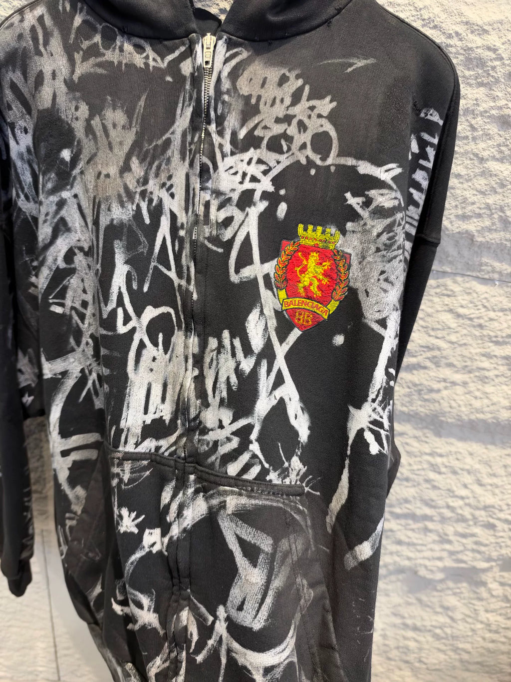 Balenciaga SS24 Black Manchester United Distressed Graphic Sweater