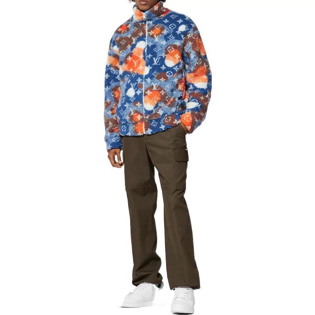Louis Vuitton Fleece Camo All-Over Print Stand Collar Wool Jacket