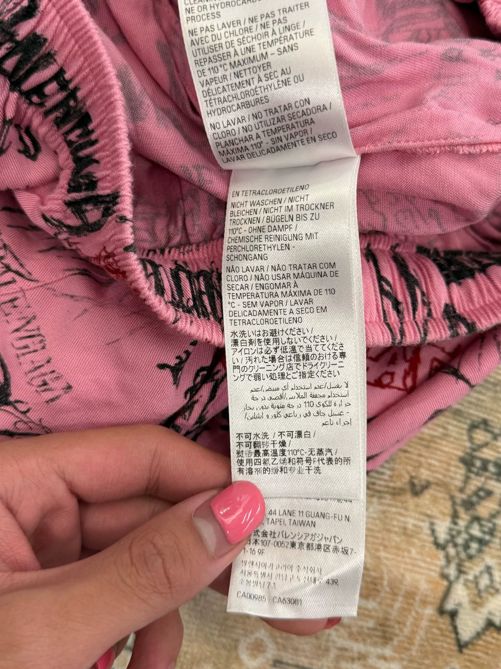 Balenciaga Pink Dragon Year Graffiti All-Over Print Long Pants