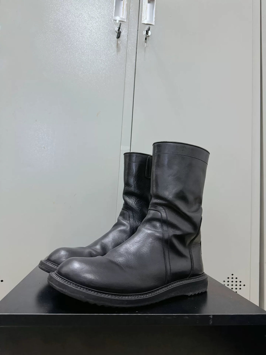 Rick Owens Creeper High-Top Leather Military Boots