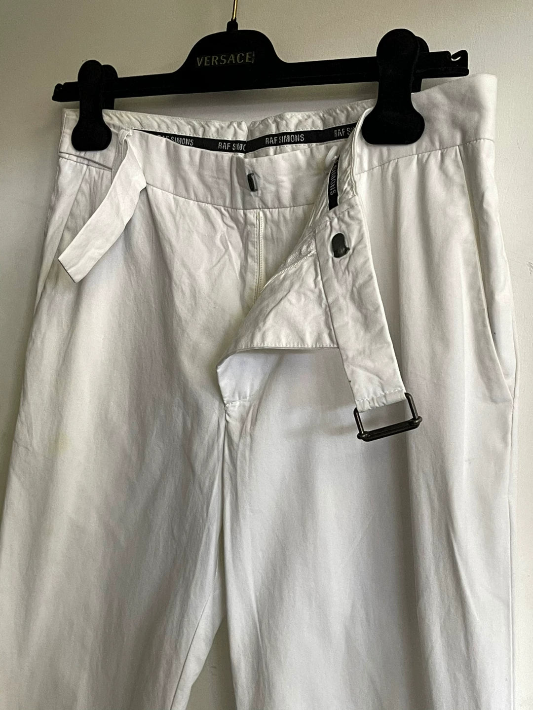 Raf Simons SS09 slanted front button waist belt suit pants long pants