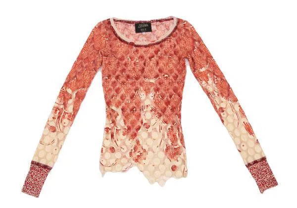 Jean Paul Gaultier Vintage Red Polka Dot Mesh Top