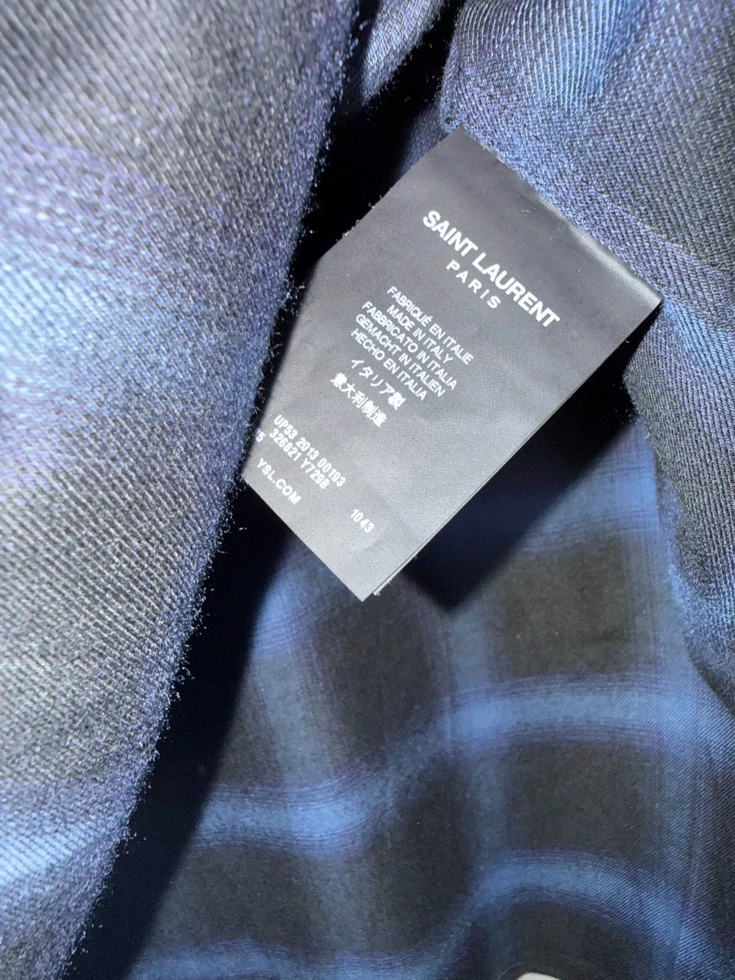 Saint Laurent Paris 13AW Blue Plaid Shirt by Hedi Slimane