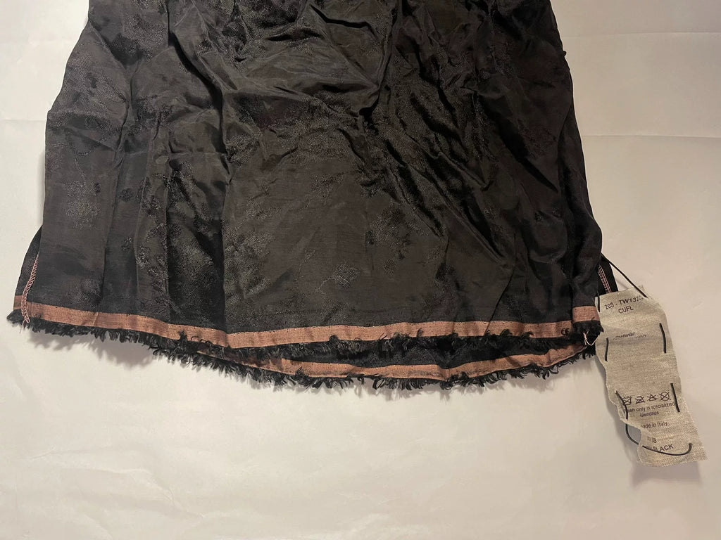 M.a+ SS20 Black Silver Shoulder Lace Pleated Cupro Top