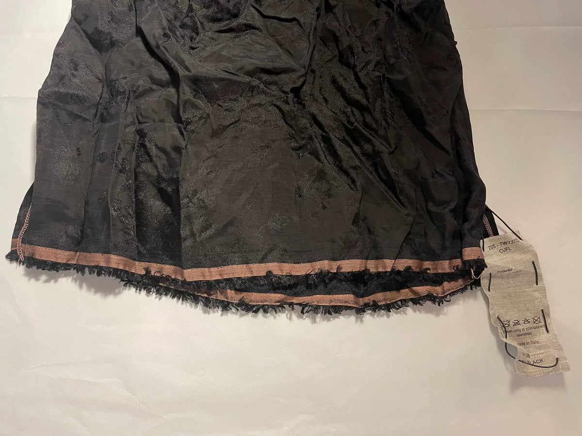 M.a+ SS20 Black Silver Shoulder Lace Pleated Cupro Top