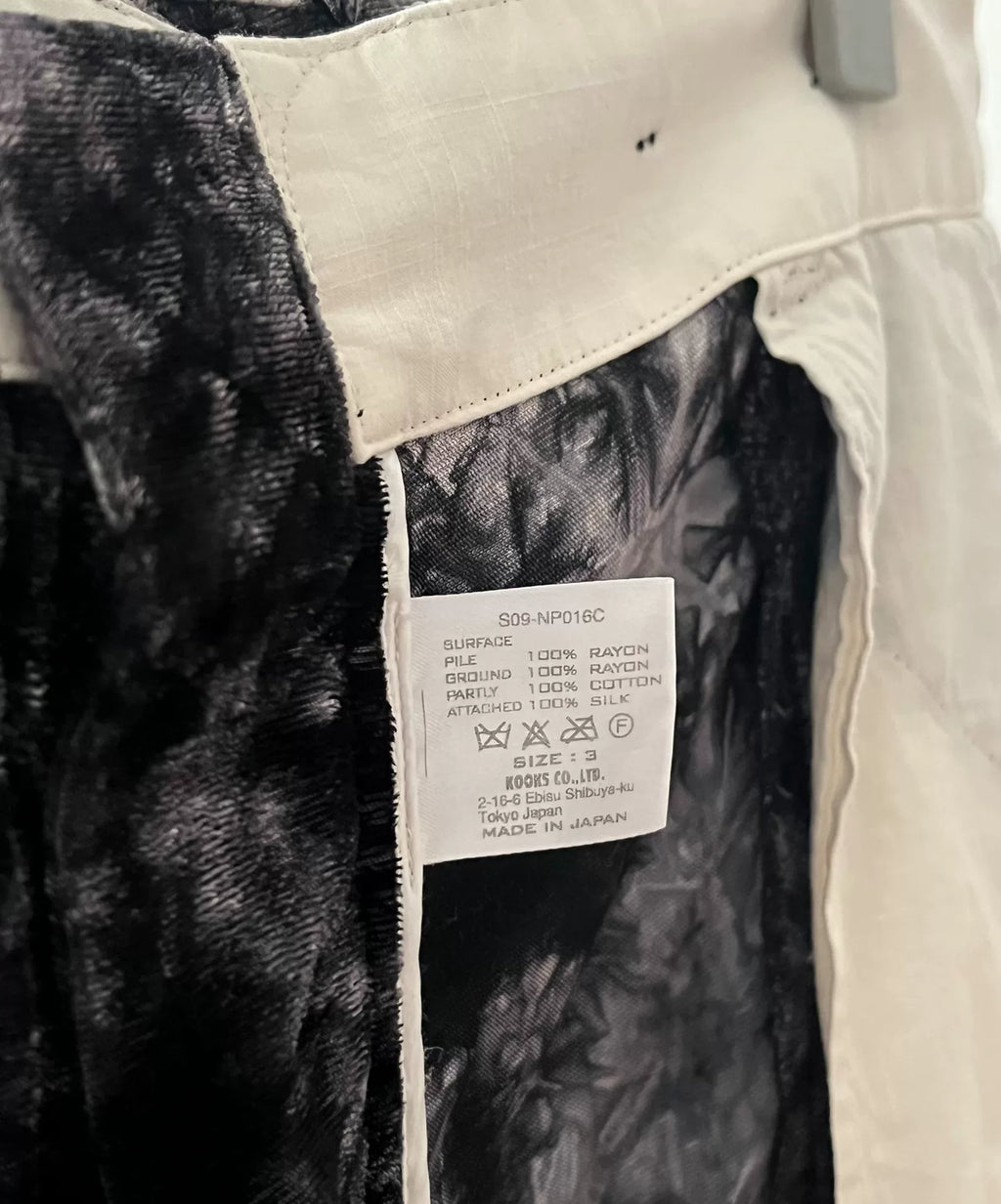 Number Nine 09SS Black Velvet Trousers