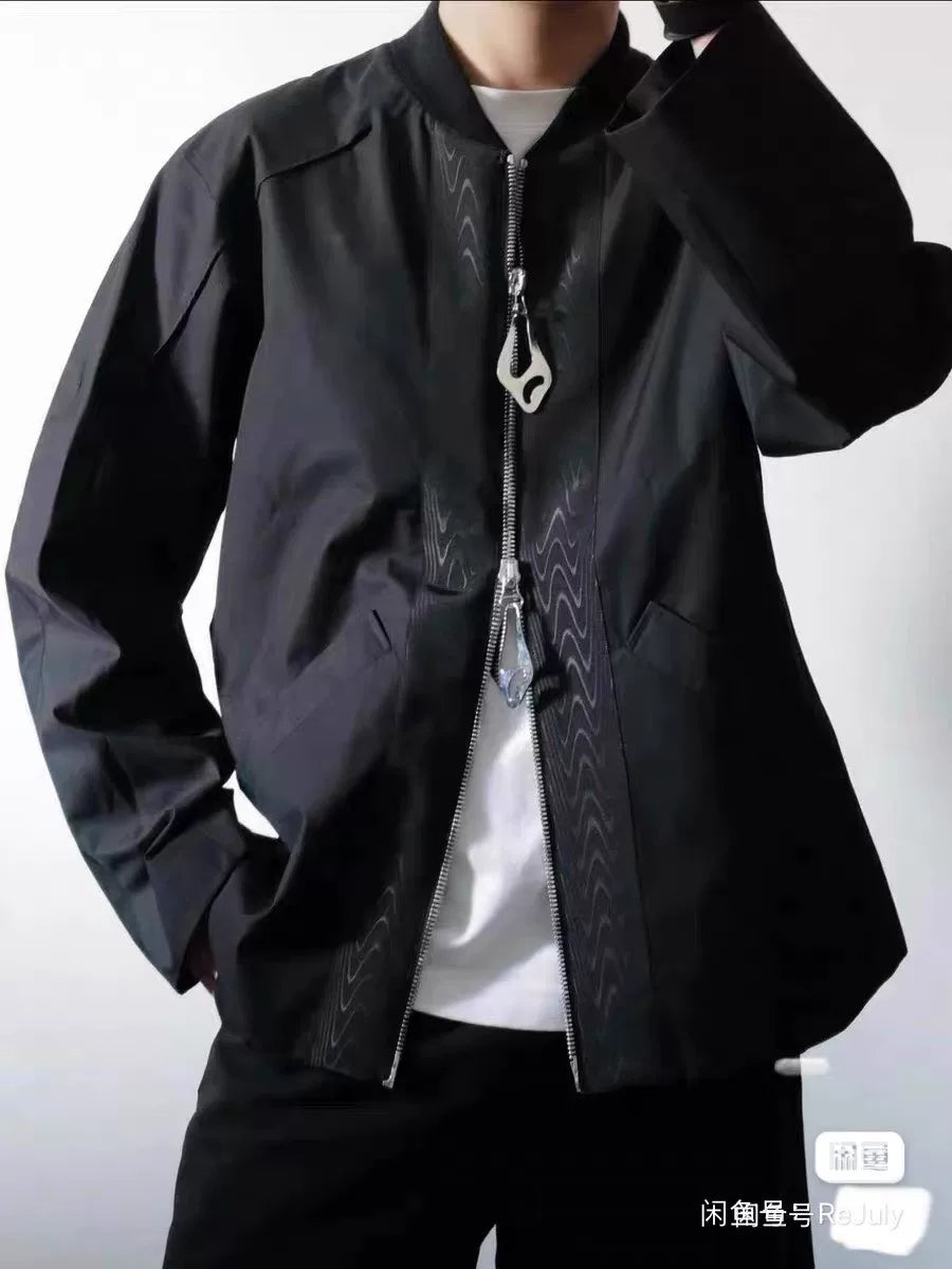 Namacheko SS22 Black Silver Zip-Up Cotton Jacket