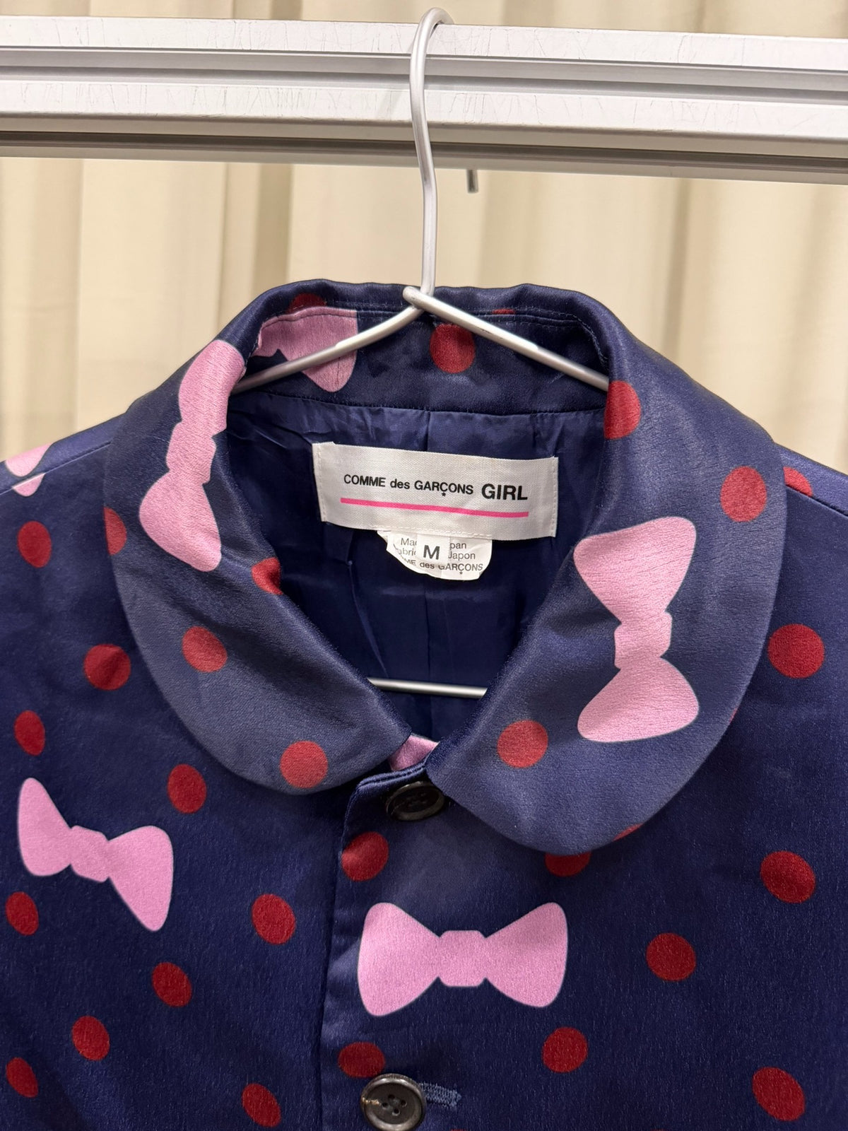 Comme des Garçons cdg girl ingot collar candy bow polka dot silk jacket
