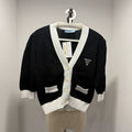 Prada Embroidered Logo Black White Color-Blocked Cardigan