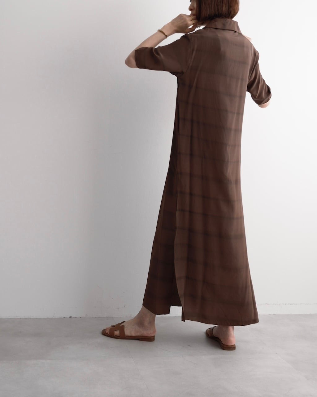 Issey Miyake SS97 Brown Striped Silk Dress