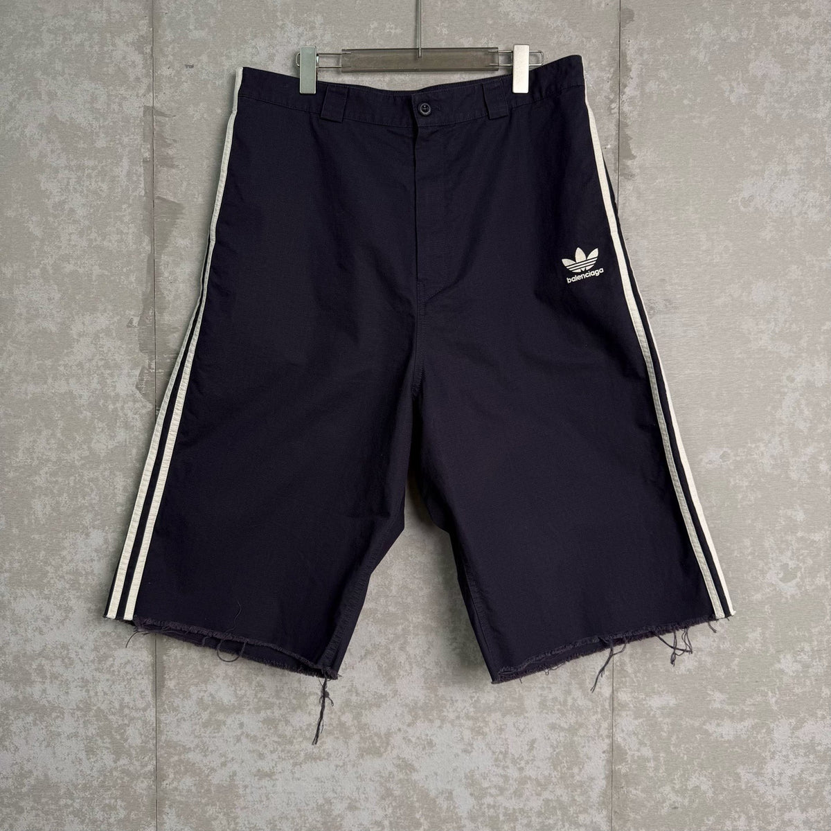 Balenciaga Paris Adidas Collaboration Trefoil Striped Black Shorts