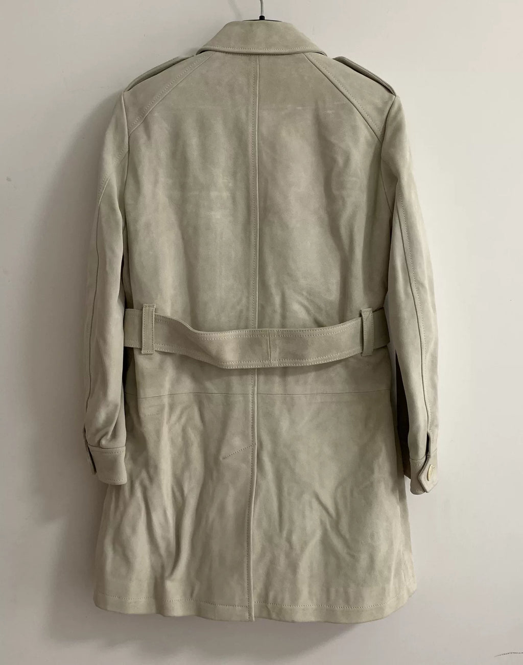 Saint Laurent 20SS Runway Off-White Pocket Suede Coat