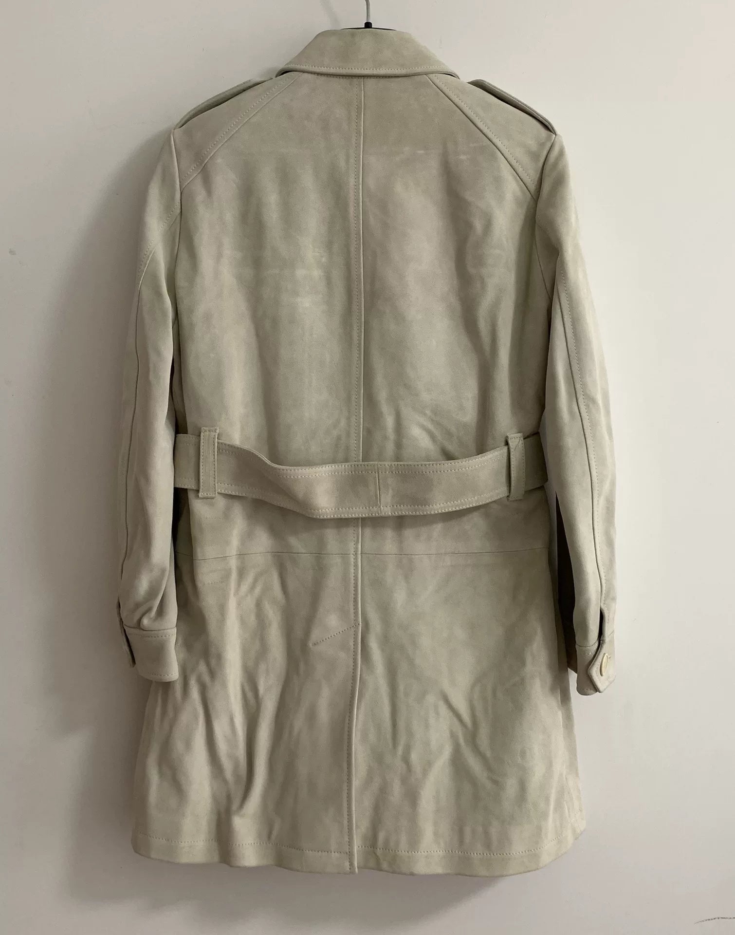 Saint Laurent 20SS Runway Off-White Pocket Suede Coat