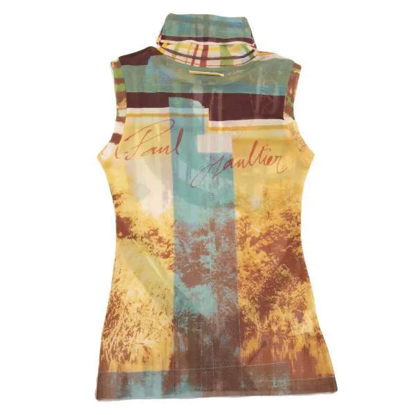 Jean Paul Gaultier Vintage Yellow Floral Mesh Top