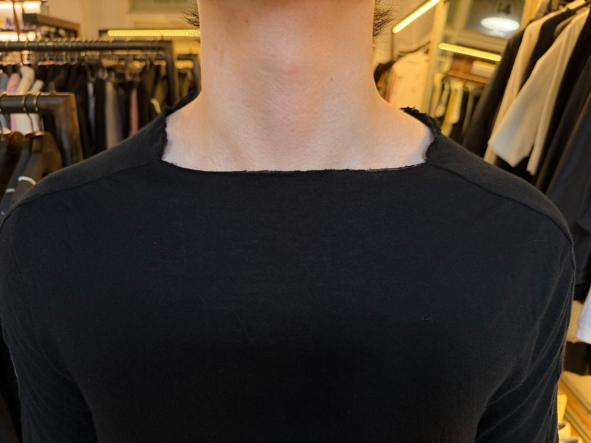 M.A+ SS16 Black Square Neck Cotton T-Shirt