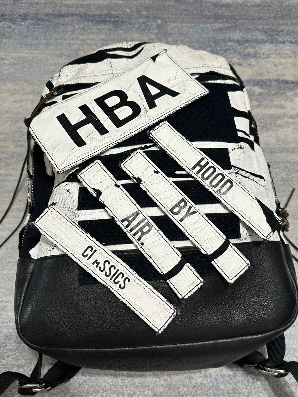 Hood By Air Print Leather Hba SS16 Runway Cracked Paint Backpack