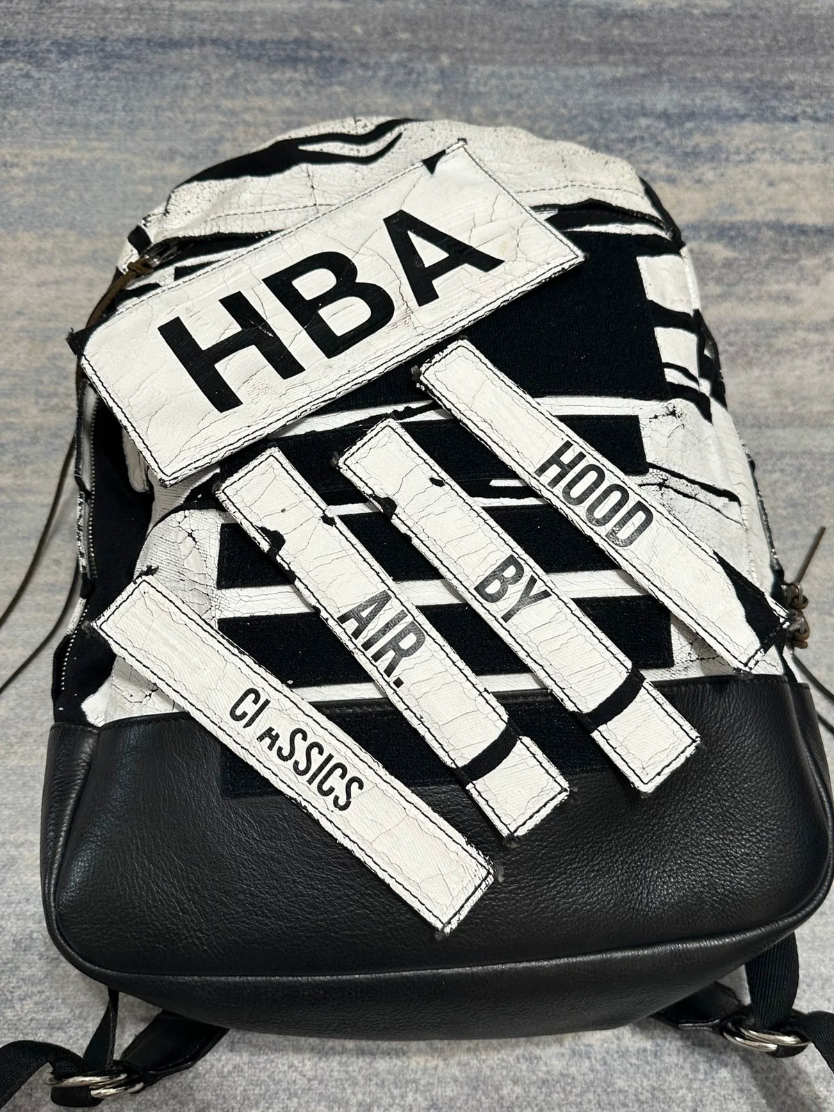Hood By Air Print Leather Hba SS16 Runway Cracked Paint Backpack