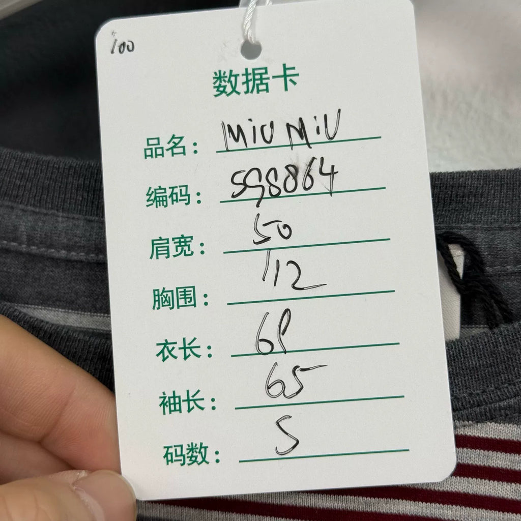 Miu Miu Automne Striped Logo Long Sleeve Top