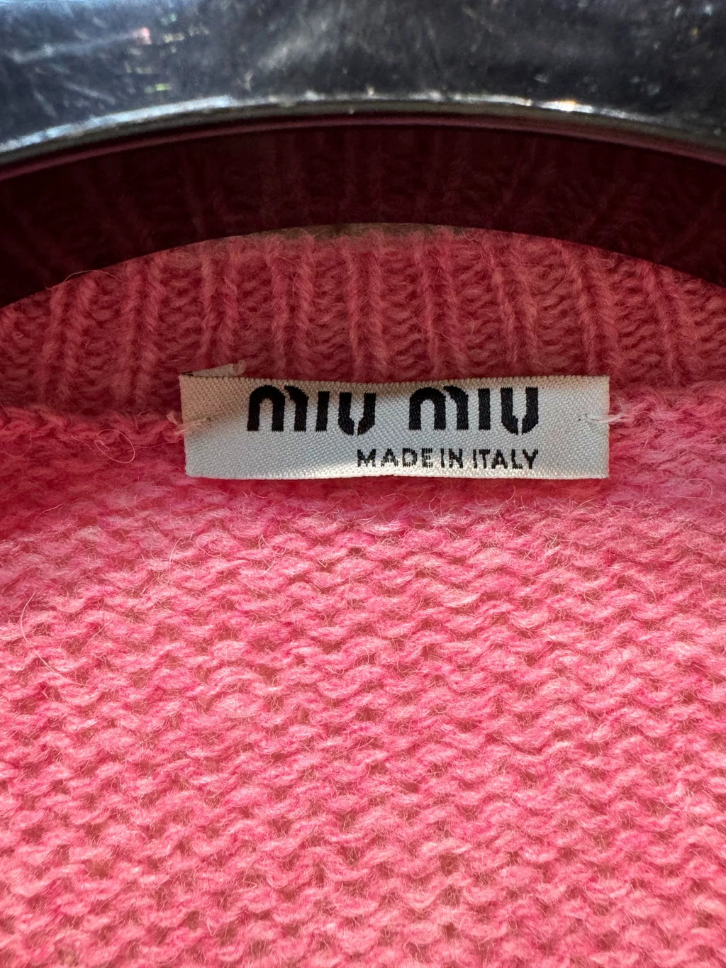 MiuMiu Bow Rhinestone Knit Cardigan
