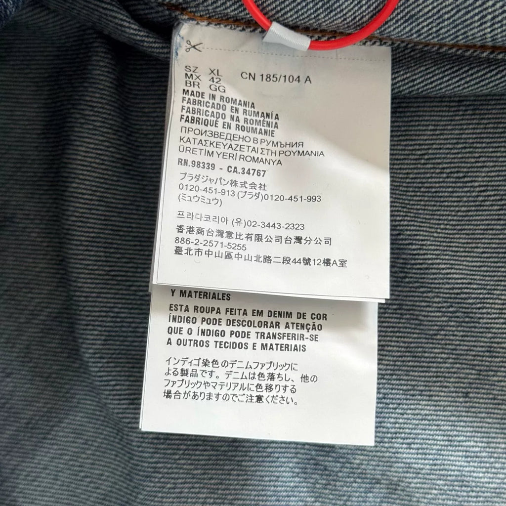 Prada Triangle Logo Pocket Denim Short Sleeve Shirt