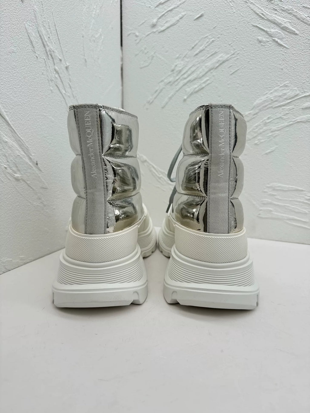 Alexander McQueen Silver Tread Slick Metallic Boots