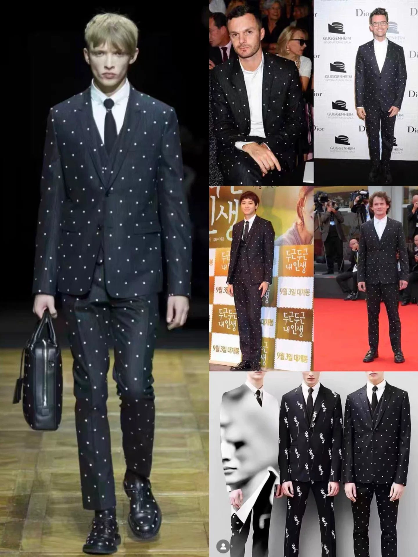 Dior Homme 14FW Runway Polka Dot Wool Suit