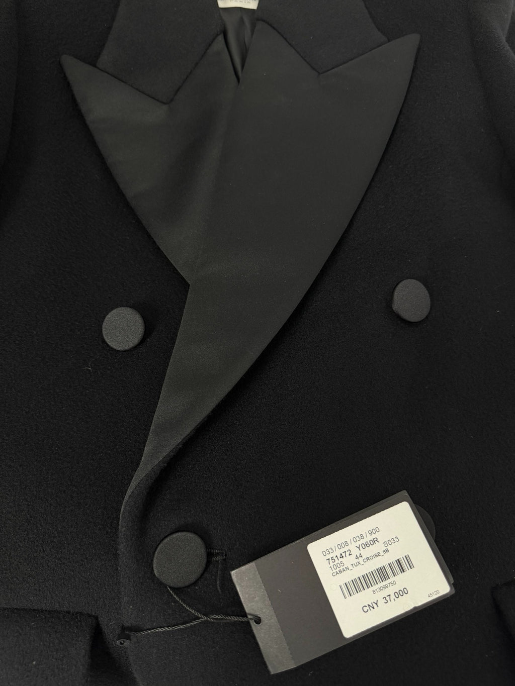 Saint Laurent Slp23fw Black Double-Breasted Tuxedo Jacket Suit