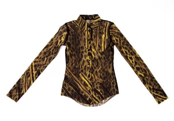 Jean Paul Gaultier Vintage Leopard Print Mesh Shirt